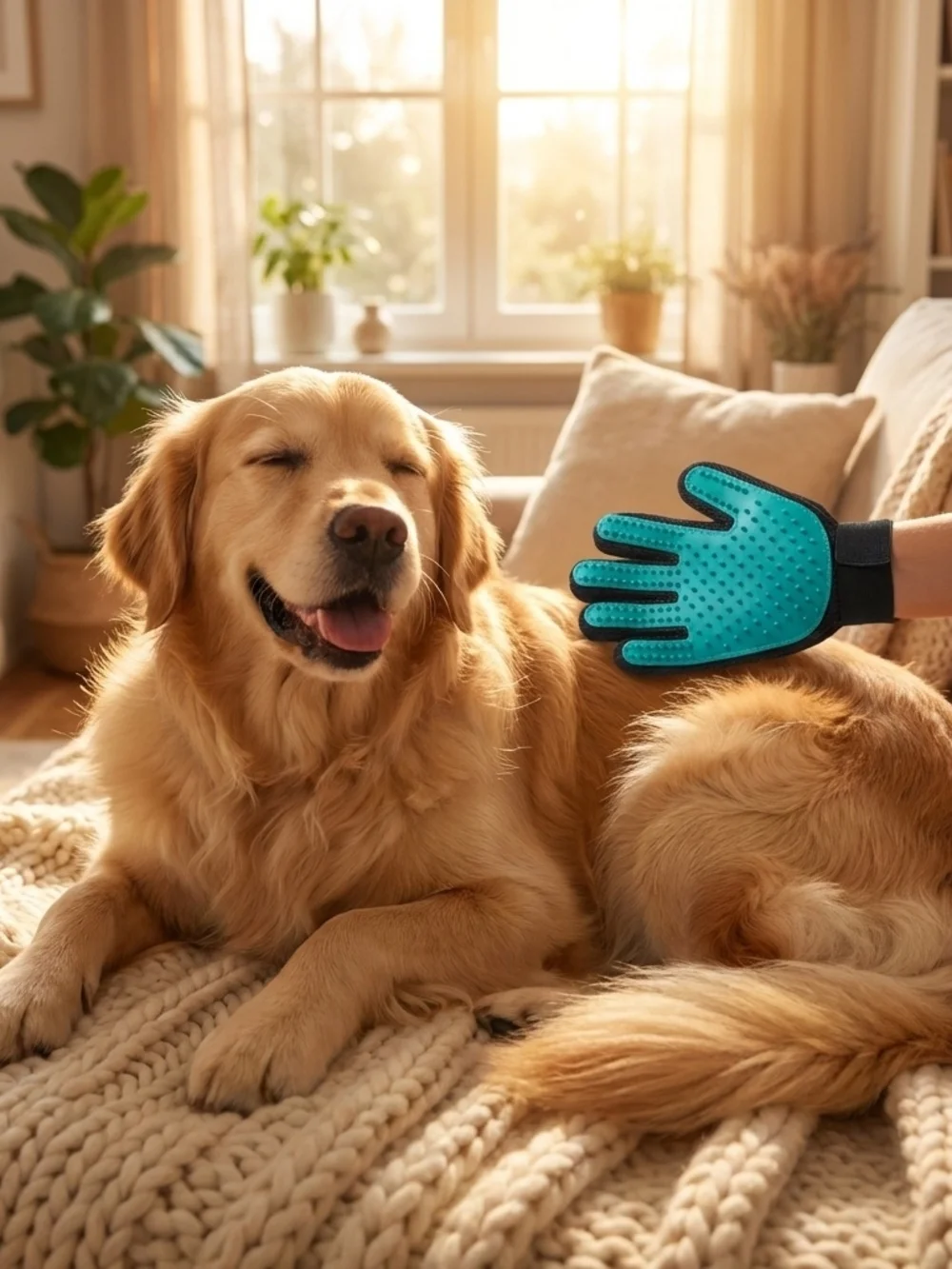 Universal Standard Teal & Navy Pet Grooming Glove